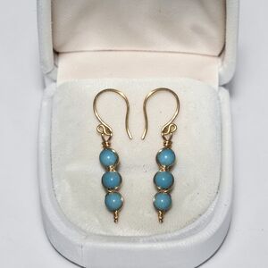 Elegant 18K Gold Vermeil and Blue Larimar Beaded Earrings
